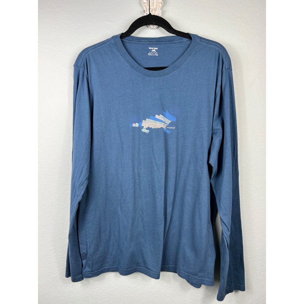 Horny Toad Toad & Co Men's L Long Sleeve‎ Olive Blue Top T-Shirt